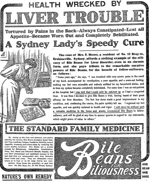 A Sydney Lady's Speedy Cure Bile Beans Erskineville 1910.png